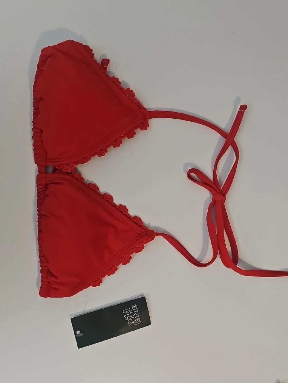 Wild Fable Women's M Crochet Edge Red Triangle Bikini Set